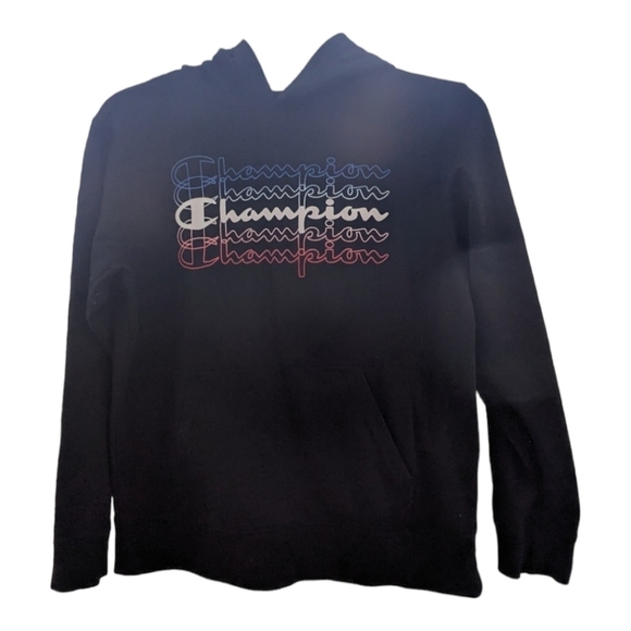 Champion Spellout Black hoodie Size Large Boy's Size - Picture 2 of 4